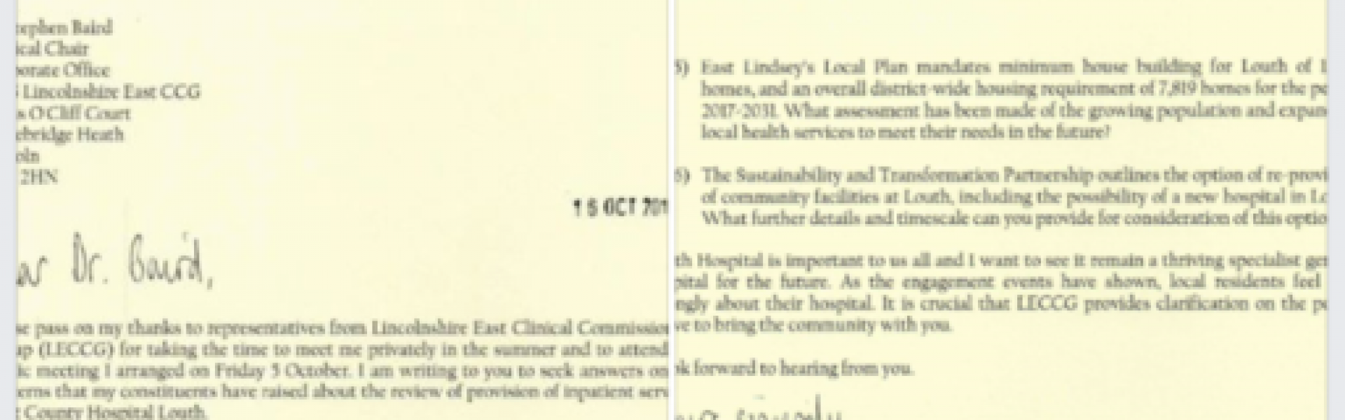 Letter to CCG