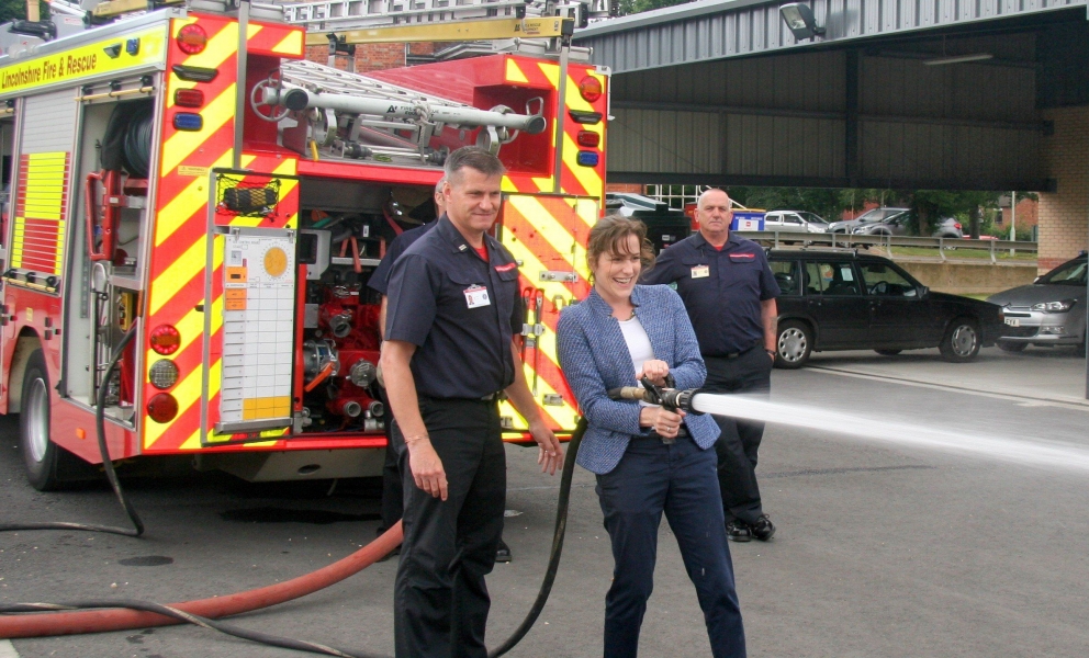 Victoria Atkins MP Louth Fire Station