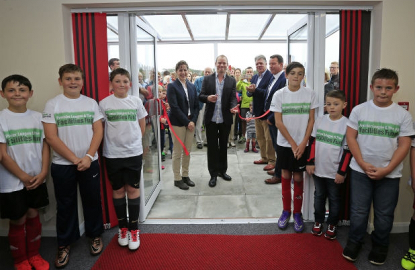 Victoria Atkins MP and Robert Webb open Woodhall Spa football pavillion