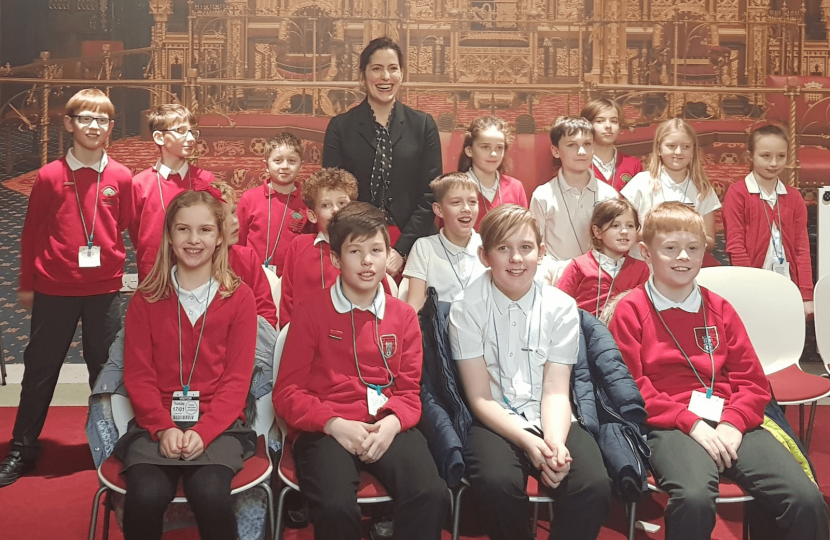 Victoria Atkins MP with Coningsby St Michael’s children after their animated Q and A session.