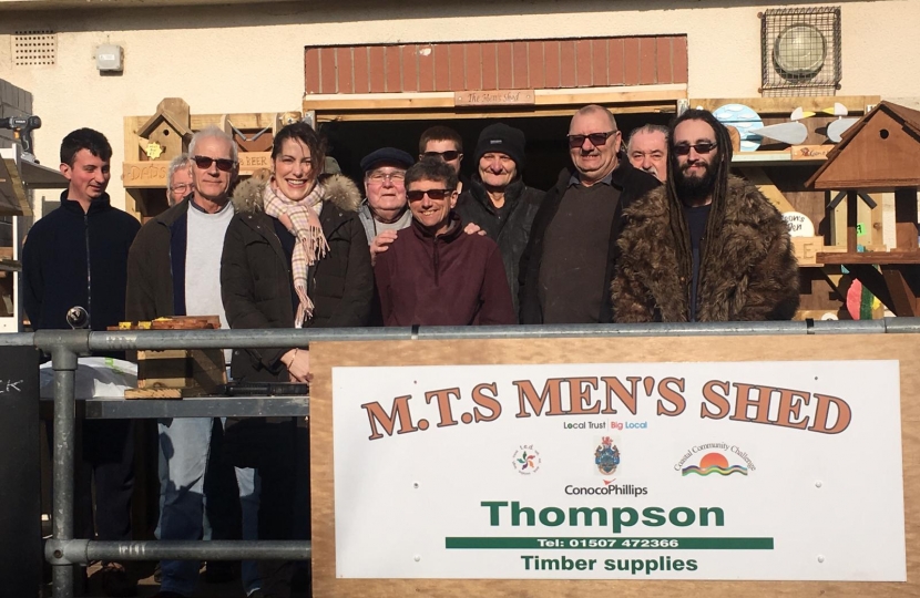 Victoria Atkins visits Men's Shed in Mablethorpe