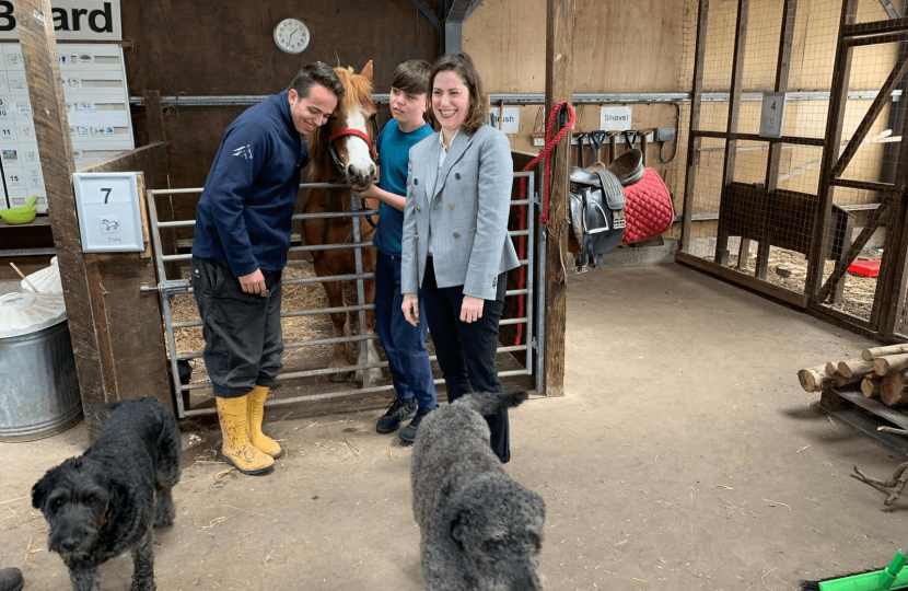 Victoria Atkins MP meets animals at St Lawrence school, Horncastle