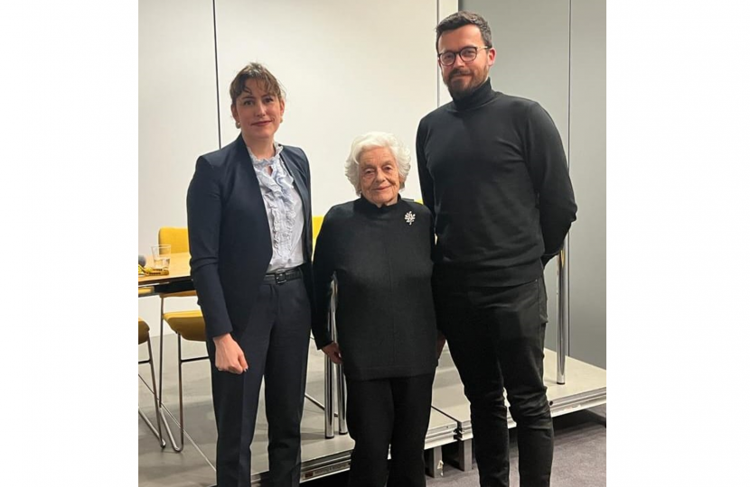 Victoria Atkins MP meeting Vera Schaufeld MBE and Smajo Bešo for Holocaust Memorial Day