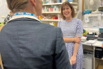 Victoria in conversation at Louth Pharmacy with Dr Latham-Green.